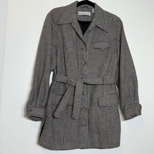 Marsh Landing Black White Micro Houndstooth Belted Jacket Women's Size Medium
